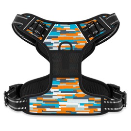 Rnivvi No Pull Dog Harness, Cute Boho Reflective Medium Sized Puppy Kitten Harness, Adjustable Soft Padded Vest for Medium Dogs, Heavy Duty Pet Vest with Easy Control Handle for Walking, Spliced