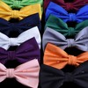 GUSLESON Rose Gold Bow Tie Mens Plain Color Silk Wedding