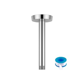 Lordear Shower Arm 6 Inch Chrome Ceiling Mount Shower Arm and Flange 6” Shower Head Extension Arm Design for Rainfall Showerhead,Round Pipe