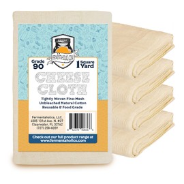 Fermentaholics Unbleached Grade 90 Cheesecloth | 1 Square Yard, Ultra Fine-Mesh, Food-Grade Cheesecloth | Cheese Cloth for Cooking, Straining Cheese, Nut Milks, Bone Broth, Infusions, Tea, etc. (4 Pack)