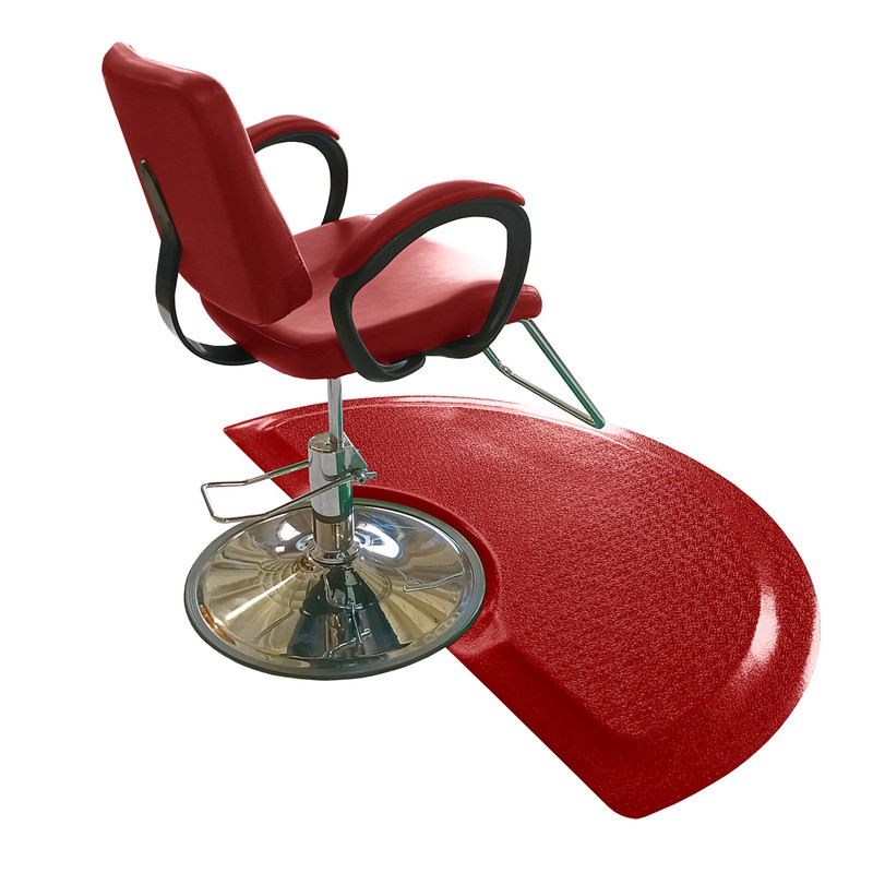 Rhino Hide Salon Mat 3' x 4.5' (Semi Circle, Red