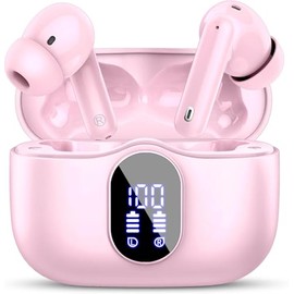 Wireless Bluetooth 5.4 Sport In-Ear Headphones with 4 Microphones, Pink