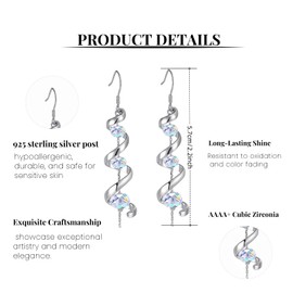 Dangling Earrings for Woman,Dangly Earrings with Zirconia Stones, Long Sparkly Silver Crystal Dangle Earrings Hypoallergenic Jewelry Gift for Her