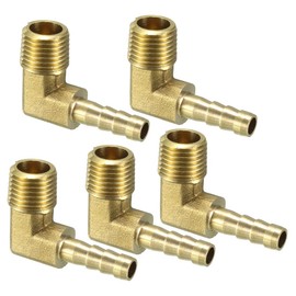 sourcing map Brass Coupling Connector 90 Degree Angle x 1/4 PT Male Pipe 6 mm Pack of 5