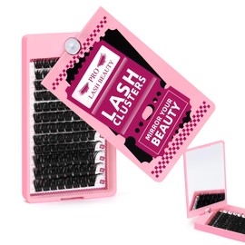 Lash Clusters, 96Pcs Cluster Lashes Rotary Mirror Case Individual Lashes DIY Lash Extension Eyelash Clusters 10-16 Mix Fluffy Wispy Lashes Thin Band Not Fall Apart（Adore,C-10-16mix)
