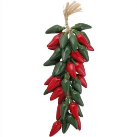 Handpainted Southwest Style Ceramic Chilies Ristras Red & Green Jalapeno Pepper String