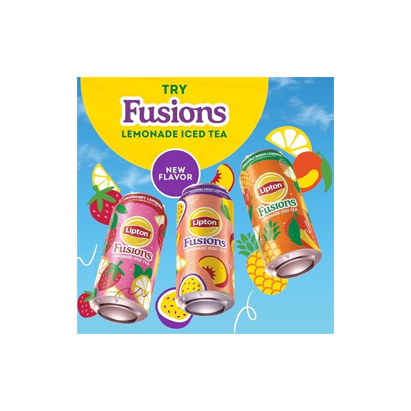 Lipton Fusions, Peach Passion Fruit Lemonade Iced Tea, 16 Fl