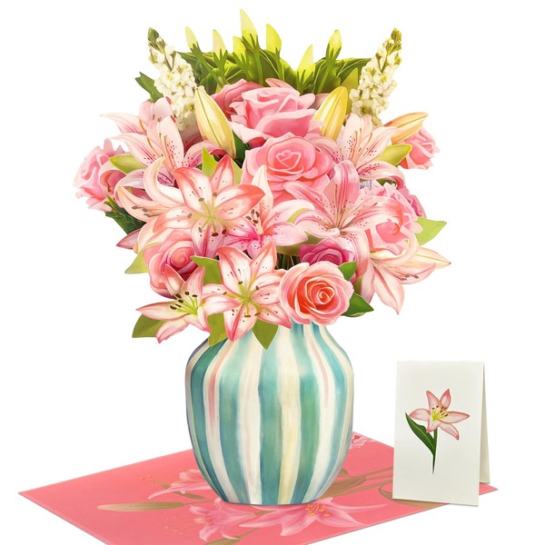 Happivue Birthday Cards for Women, 3D Forever Lily Flowers Bouquet