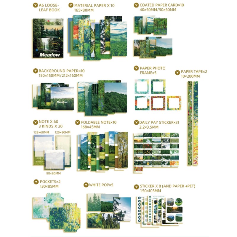 Lotterakka Collage Box Set, Nature Scenery, With Notes, Material Paper