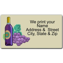 Stonehouse Collection | Wine and Grapes Return Address Labels | Wine Themed Return Address Stickers (Bottle with Grapes)