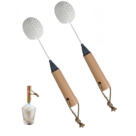 Bepisof 2 Pack Non-Scratch Foam Bristle Scrubber,Wine Glass Brush, Bamboo Handle Glass Scrubber for Champagne Flutes Glassware Wine Glass Cleaner