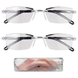 2 Pcs of Auto Focus Glasses, Intelligent Zoom Anti-Blue Light Presbyopia Glass with Case and Glasses Cloth, Smart Zoom Reading Glass