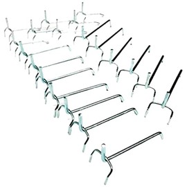 Kreher 40 Perforated Wall Hooks, Metal Hooks for Tool Walls with Holes 30 mm in Different Lengths