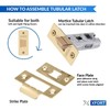 XFORT Tubular Latch, Polished Brass, Tubular Door Latch for Internal