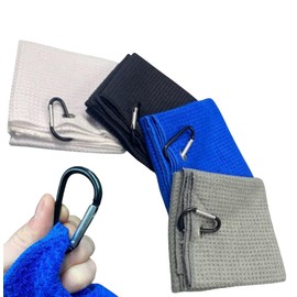 Clip on White Golf Towel for Bag Microfibre Waffle Towel Cleaning Golf Clubs Iron Driver Wedge Balls