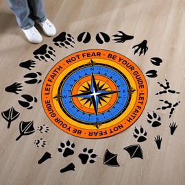 Engrowtic 29 Pcs VBS Decorations Compass and Animal Track Vinyl Floor Decals True North Removable Footprint Sticker Camping Party Decoration for Vacation Bible School Supplies Sunday School Activities