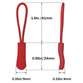 20 Pcs Zipper Pulls, Nylon Cord Extension Zipper Tab Zipper Tags Cord Pulls for Backpacks, Luggage, Jackets, Purses, Handbags (Red)