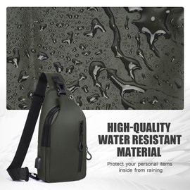 Geestock Crossbody Sling Bag for Men & Women, PU Leather Shoulder Bag,Waterproof Sling Chest Bag with USB Charger Port, Lightweight Crossbody Backpack for Traveling,Hiking,Biking (Green)