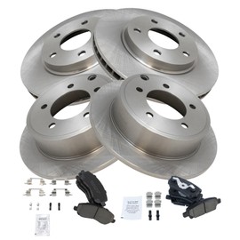 TRQ Front & Rear Brake Pad & Rotor Kit Ceramic Compatible with 2008-2016 Mitsubishi Lancer