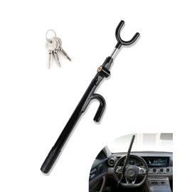 KNFRXO Steering Wheel Lock, Heavy Duty Anti-Theft Device, Adjustable Length for Cars, Trucks, Vans & SUVs, Black