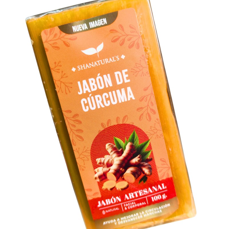 Shanatural's Jabón de Cúrcuma, Artesanal y Natural, Facial y Corporal,