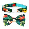 Kamercy Cat Bow Collars, Floral Tropical Leaf Green/Red Cat Collars