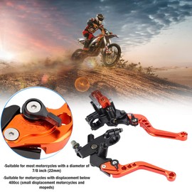 EBTOOLS Master Cylinder Levers Brake Master Cylinder Levers Clutch Master Cylinder Levers 1 Pair 7/8"(22mm) Universal Motorcycle Brake Clutch Master Cylinder Reservoir Levers Orange