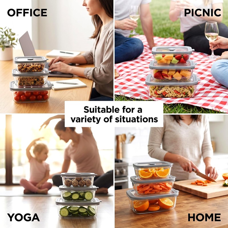 Woaiwo-q 12 Pack Multi-Size Glass Food Storage Containers with Glass
