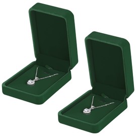 KUKUVR 2 Pieces Classic Velvet Necklace Pendant Box for Jewelry Gift, Small Jewellry Storage Display Case for Christmas Wedding Engagement Birthday Anniversary