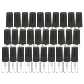 uxcell 2ml Glass Mini Perfume Bottles, 30Pcs Fine Mist Bottles Refillable Empty Mini Spray Bottles with Aluminized Nozzle for Perfume, Travel Liquid, Essential Oil (Clear/Black)