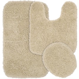Garland Rug Jazz Nylon Washable 3 Piece Set (Lid, Contour, 21" x 34" Mat) Linen Bath Rugs Soft, Absorbent, and Stylish for Your Bathroom