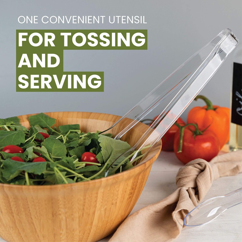 Plasticpro Disposable Plastic Serving Tongs 12'' inch Durable Heavy Duty