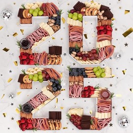 Graduation Decorations 2025 - Graduation Centerpieces for Tables - 2025 Numbers Charcuterie Board Box - 10" Serving Paper Tray Decoration for Kindergarten Preschool High School College Party Supplies