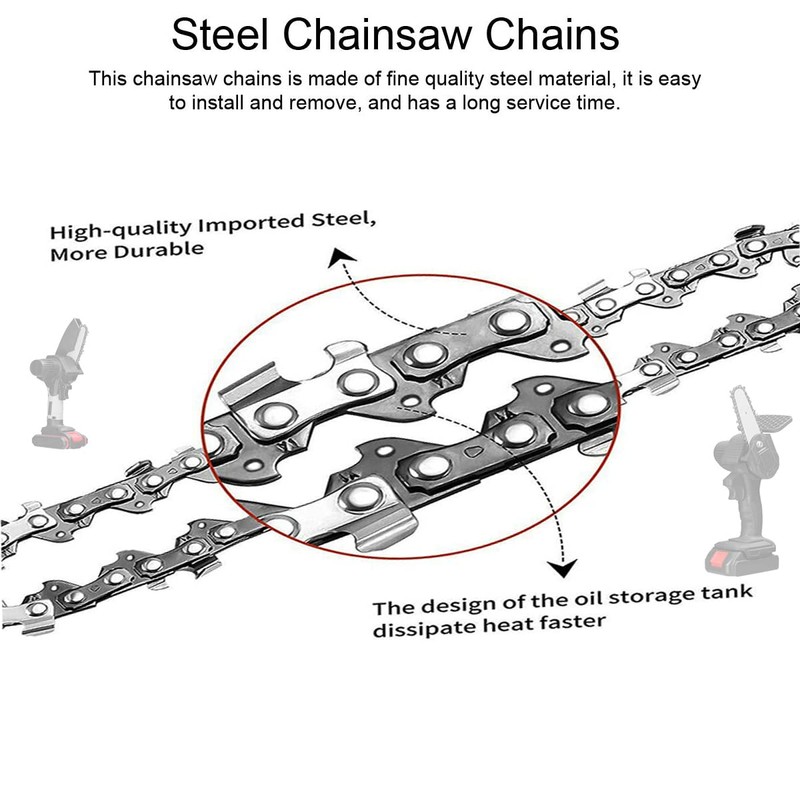 5-PCAK Mini Chainsaw Chain, 4 Inch 1/4" LP .043 Gauge