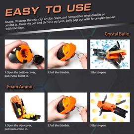 Ruibytree Tactical Plastic Toy Bomb for Nerf CS Nerf Rival Battle Game, Strike Games, 2Packs (Orange)