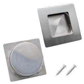 Coufce 2 Pack 70 x 70MM / 2.76 x 2.76 Inch Recessed Flush Pulls, Stainless Steel Square Recessed Invisible Flat Finger Pull, Sliding Door Handles for Closet Door, Pocket Door, Kitchen Cupboard