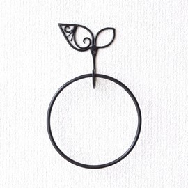 Towel Hanger Iron Towel Rack Stylish Cute Antique Iron Ring Hanger Leaf [kan1382]