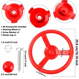 Haconba Playground Steering Wheel Accessories Plastic Swingset Steering Wheel Pirate Ship Steering Wheel Playset for Outdoor Backyard Treehouse Playground Jungle Gym (Red)