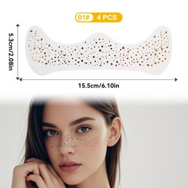 Glitzer Gesicht Sommersprossen Tattoo - 4 Blätter Wasserfeste Temporäre Freckles Tattoos - Gold Sterne Punkte Sommersprossen Glitzer Tattoo Für Festivals Und Bühnenauftritte Schminke