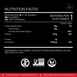 Cheribundi 100% Tart Cherry Juice Light | Low Calorie & Reduced Sugar Tart Cherry Juice | Athletes Recovery Drink | Promotes Restorative Sleep, Muscle Recovery & Boosts Performance | 8 floz (24 Pack)