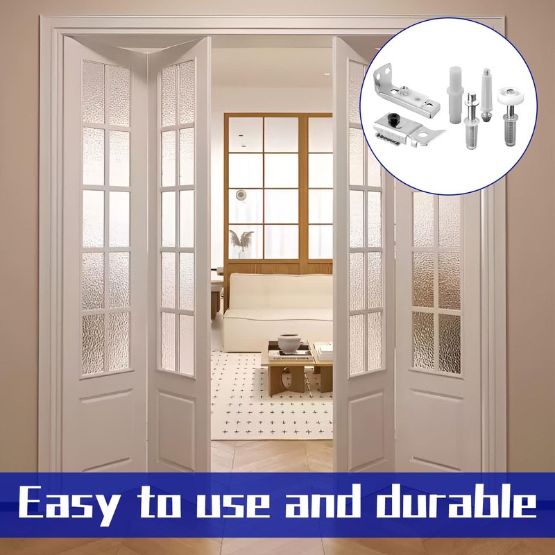 Bifold Door Track Kit,6 Pcs Bi-Fold Door Repair Kit,Metal Top