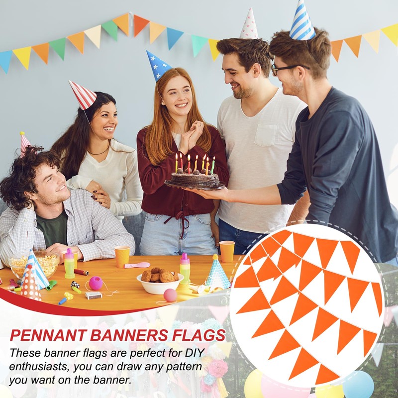 PATIKIL 60pcs Pennant Banner Flags 100ft String Hanging Triangle Flags