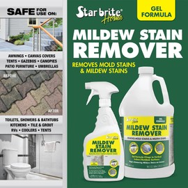 STAR BRITE Home Mildew Stain Remover Gel Spray - 32 OZ (58632) Removes Mildew Stains on Contact - Gel Formula Clings to Vertical Surfaces Longer Than Liquids