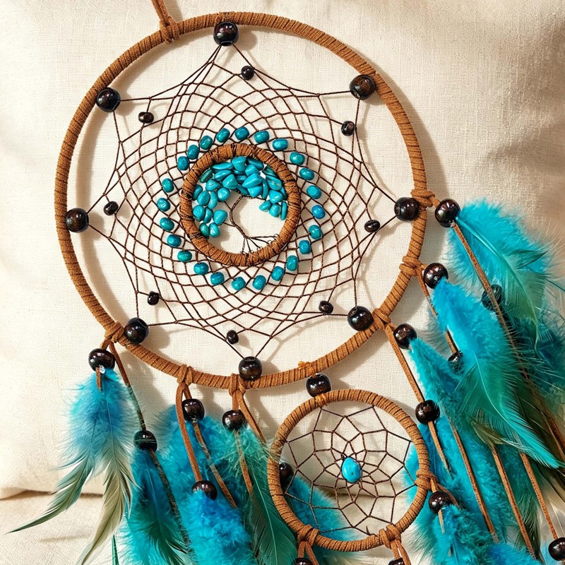 Tree of Life Dream Catchers Handmade Blue Dreamcatcher Home Wall