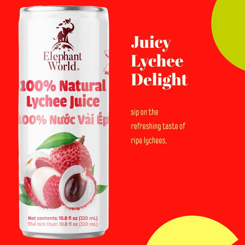 ELEPHANT WORLD 100% Natural Juices | Assorted Superfruits | Soursop-Mango-Guava-Lychee