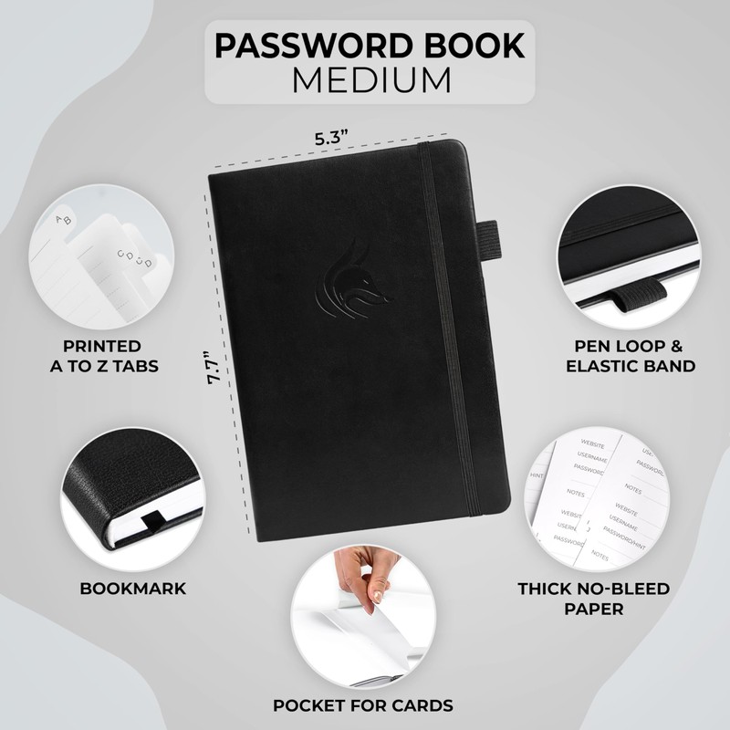 Clever Fox Password Book with alphabetical tabs. Internet Address Organizer