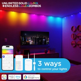 Enbrighten Vibe Smart LED Indoor Downlights Color Changing Accent Lights, Compatible with Alexa & Google Home, Music Sync, 12ft with 12 Lights, White (85832)