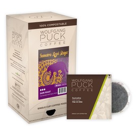 Wolfgang Puck Soft Coffee Pods, Sumatra Kopi Raya Coffee, 9.5 Gram, 6 x 18 Count