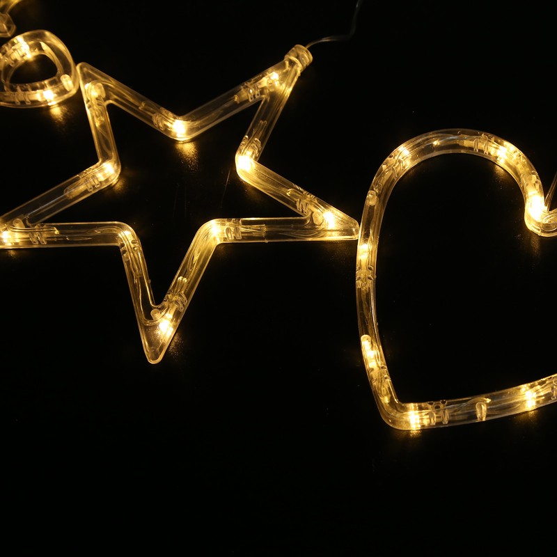 LED Christmas Lights with Suction Cup Snowman Star Moon Heart