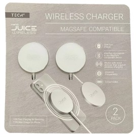 Tech Squared Nano Juice Wireless Magsafe Compatible Wireless Charger (Pack of 2)